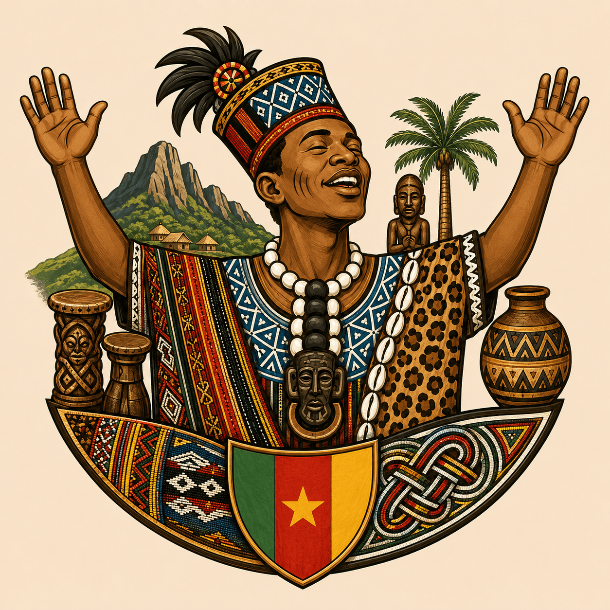 Illustration celebrating the cultural diversity of Cameroon
